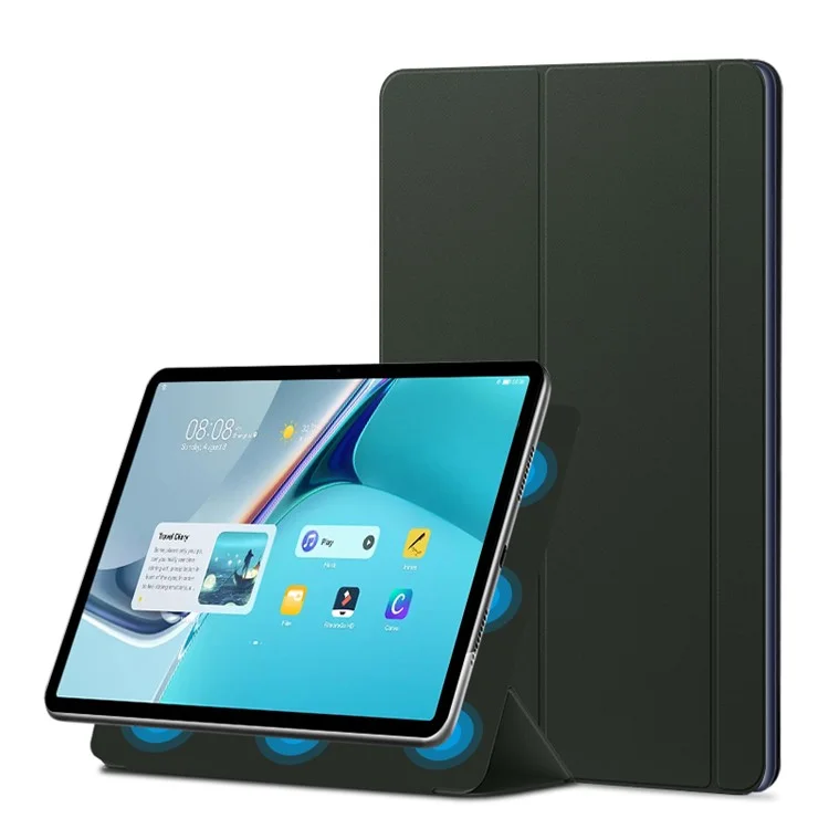 Magnetic Auto-absorvido de Tampa de Couro Com Tampa de Couro Tri-fold Para Huawei Huawei Matepad 11 (2021) - Verde