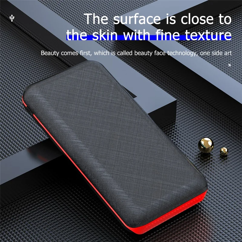 PSOOO PS-157 10000mAh Portable Charger Support Wireless Charging Solar Power Bank with LED Flashlight - Black / Red