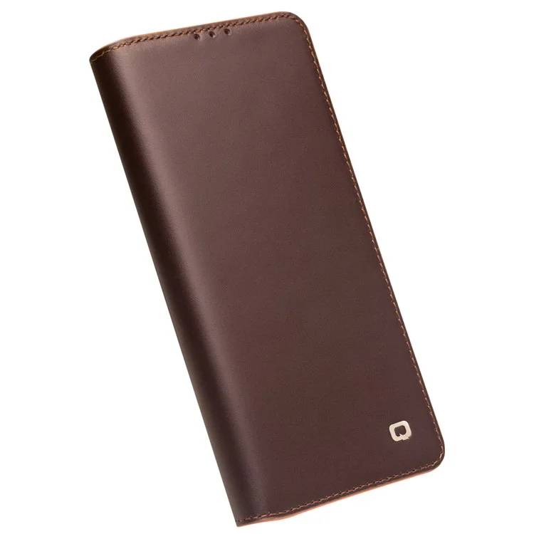 Qialino Authentique Couverture du Boîtier de Support de Téléphone en Cuir Vache Avec Conception de Portefeuille Pour Honor 50 Pro / Huawei Nova 9 Pro - Brun