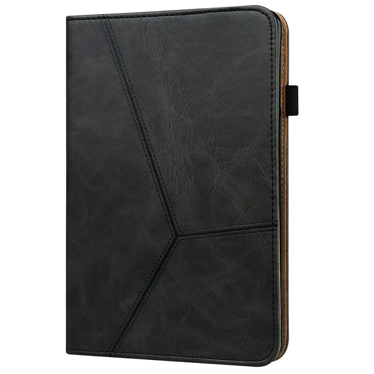 Kartenhalter Design Stitching Line Leder Tablet Stand Cover Mit Gummiband Für Huawei MediaPad M5 Lite 10 - Schwarz