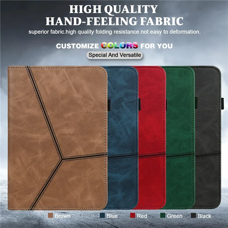 Kartenhalter Design Stitching Line Leder Tablet Stand Cover Mit Gummiband Für Huawei MediaPad M5 Lite 10 - Schwarz