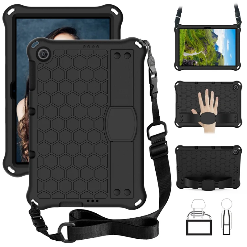 Kickstand Shoulder Strap EVA Case for Huawei Enjoy Tablet 2 10.1/MatePad T 10S 10.1 inch/T 10 9.7 inch/Honor Pad 6 10.1 Inch /X6 10.1 Inch - Black