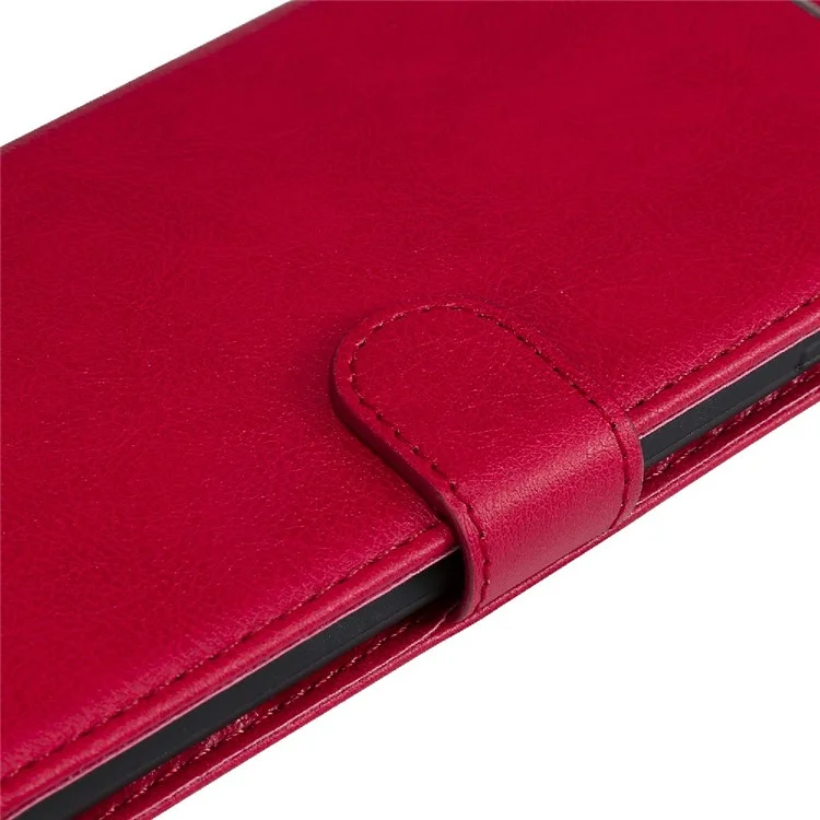 KT Leder Serie-2 Feste Farbe PU Leder Telefon Hülle Wallet Stand Cover Mit Riemen Für Huawei P30 Lite / Nova 4e - Rot