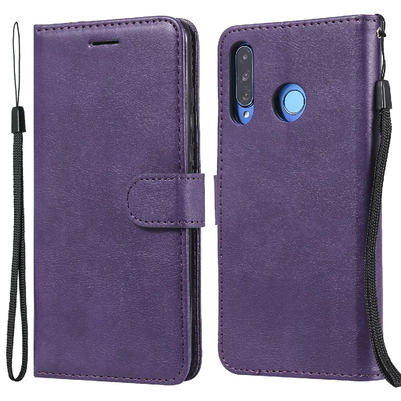 Hoesje voor Huawei P30 Lite / Nova 4e Effen lederen mobiele hoes met portemonnee, standaard en bandje - Paars