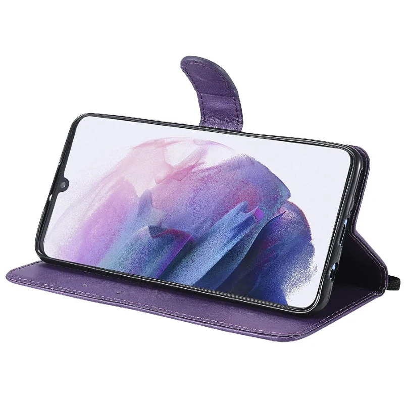 Hoesje voor Huawei P30 Lite / Nova 4e Effen lederen mobiele hoes met portemonnee, standaard en bandje - Paars