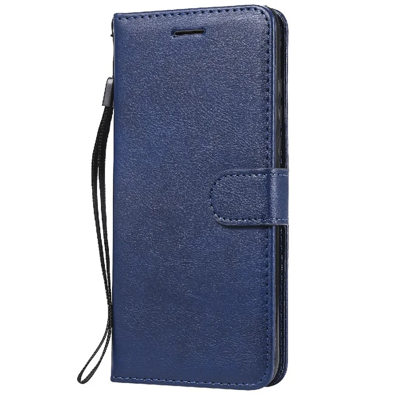 Capa para Telemóvel em Pele de Cor Uniforme com Suporte Carteira e Alça para Huawei P30 Lite / Nova 4e - Azul