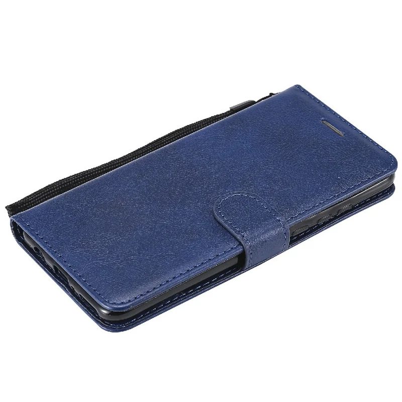 Capa para Telemóvel em Pele de Cor Uniforme com Suporte Carteira e Alça para Huawei P30 Lite / Nova 4e - Azul
