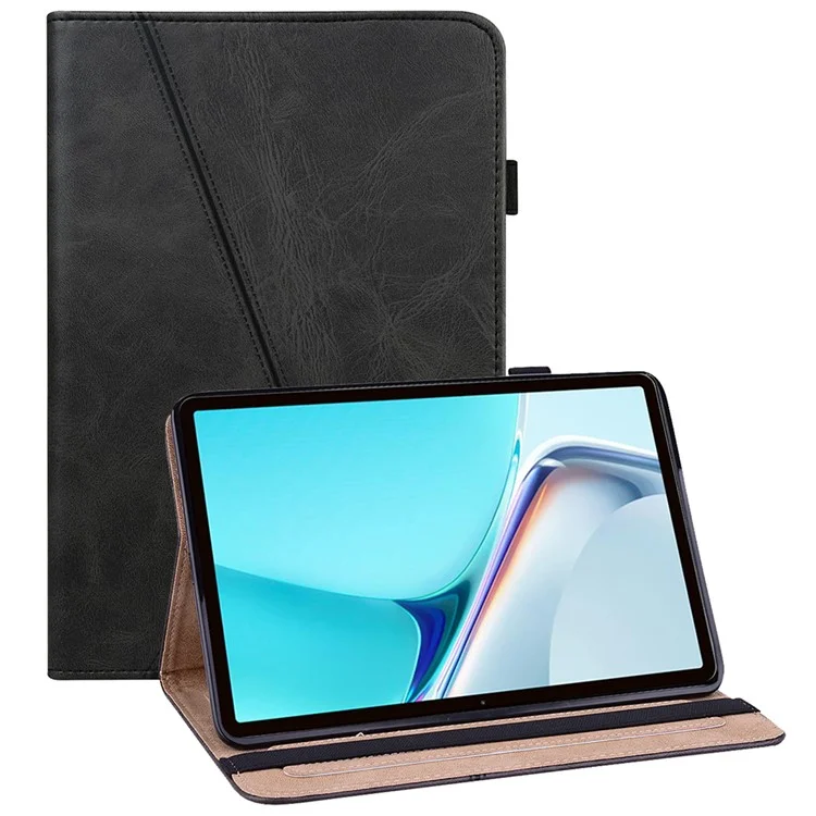 Copertina in Pelle Per Pennellata a Penna Elastica a Colore Solido Con Slot Per Carte Per Stand Per Huawei Matepad 11 (2021) - Nero