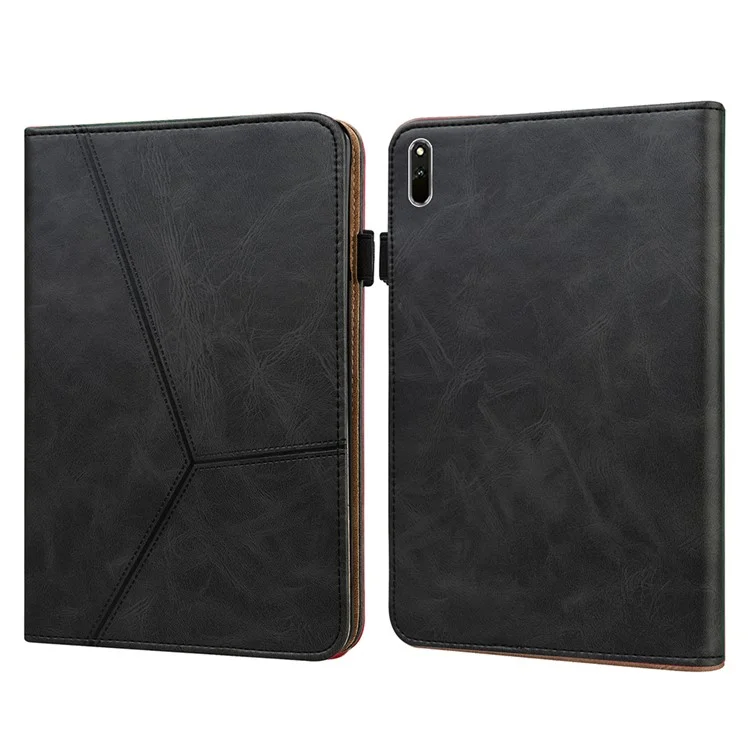 Copertina in Pelle Per Pennellata a Penna Elastica a Colore Solido Con Slot Per Carte Per Stand Per Huawei Matepad 11 (2021) - Nero