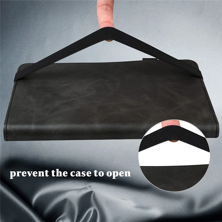 Copertina in Pelle Per Pennellata a Penna Elastica a Colore Solido Con Slot Per Carte Per Stand Per Huawei Matepad 11 (2021) - Nero