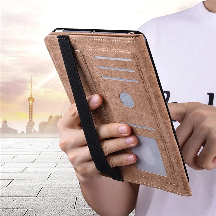 Copertina in Pelle Per Pennellata a Penna Elastica a Colore Solido Con Slot Per Carte Per Stand Per Huawei Matepad 11 (2021) - Nero