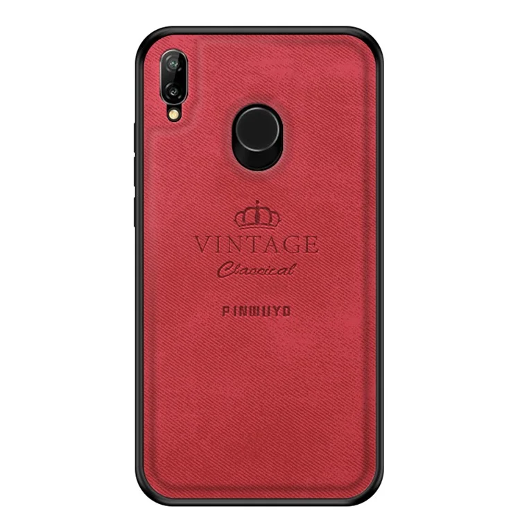 PINWUYO Honorable Series Slim Anti-Drop Protective Leather Coated PC + TPU Combo Case for Huawei P20 Lite (2018)/Nova 3e (China) - Red