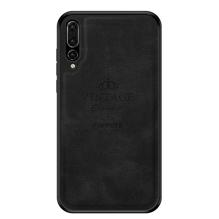 PINWUYO Heavy Duty TPU Edges Hard PC Back mit PU Leder Robust Stoßfestes Handy Hülle für Huawei P20 Pro - Schwarz