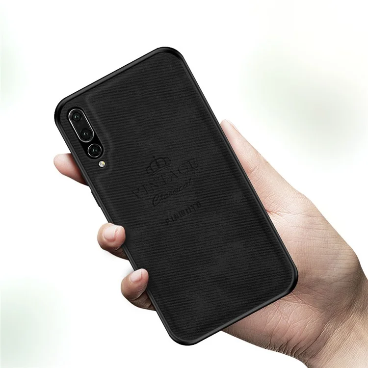 PINWUYO Heavy Duty TPU Edges Hard PC Back mit PU Leder Robust Stoßfestes Handy Hülle für Huawei P20 Pro - Schwarz