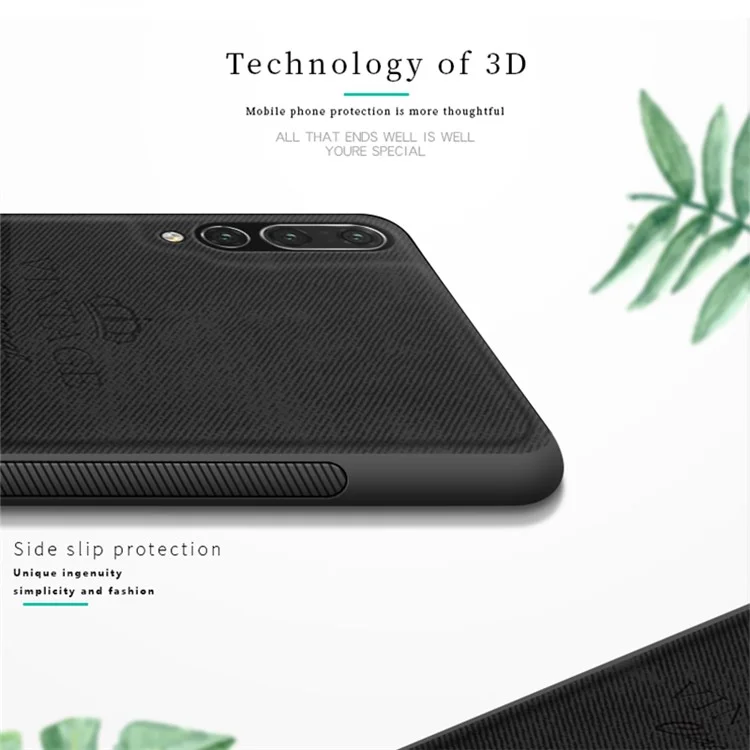 PINWUYO Heavy Duty TPU Edges Hard PC Back mit PU Leder Robust Stoßfestes Handy Hülle für Huawei P20 Pro - Schwarz