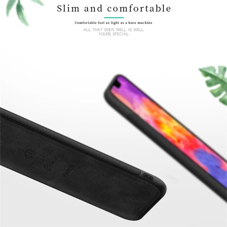 PINWUYO Heavy Duty TPU Edges Hard PC Back mit PU Leder Robust Stoßfestes Handy Hülle für Huawei P20 Pro - Schwarz