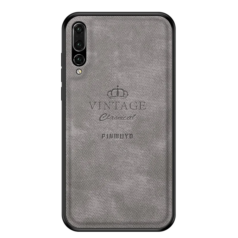 PINWUYO Heavy Duty TPU Edges Hard PC Back with PU Leather Rugged Shockproof Phone Case for Huawei P20 Pro - Grey