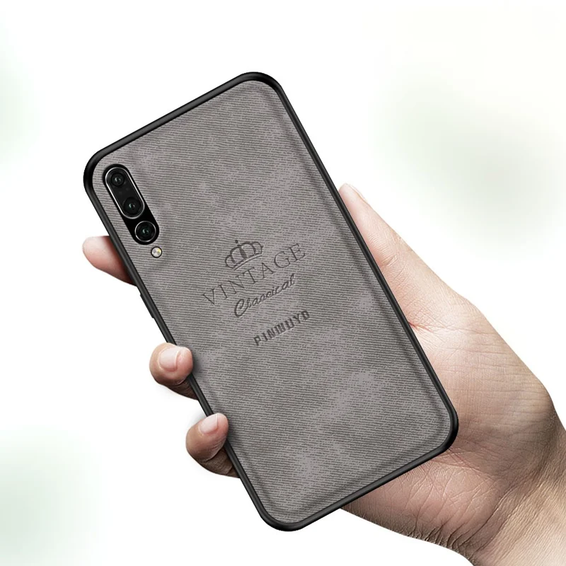 PINWUYO Heavy Duty TPU Edges Hard PC Back with PU Leather Rugged Shockproof Phone Case for Huawei P20 Pro - Grey
