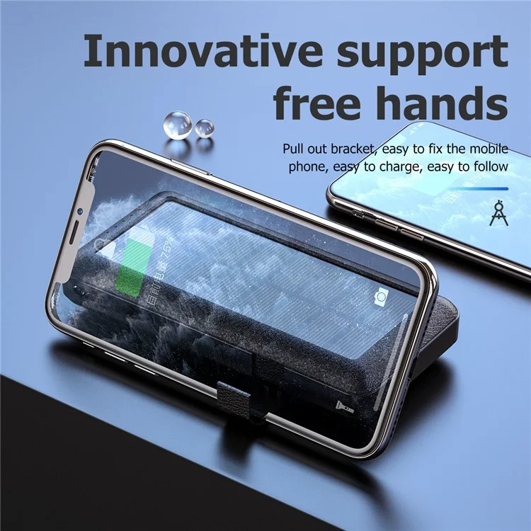 PSOOO PS-159 Chargeur solaire portable Power Bank 30000 mAh avec câble intégré Micro/Type-C/Lightning et support pour téléphone