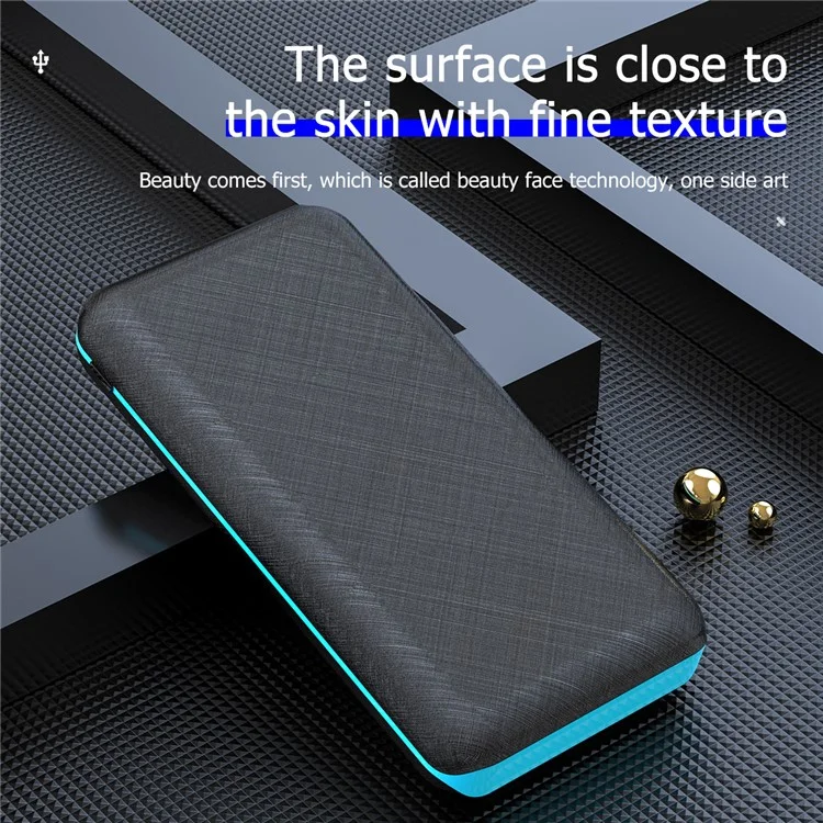 PSOOO PS-157 30000mAh Solar Power Bank with LED Flashlight Phone Charger Support Wireless Charging - Black / Blue