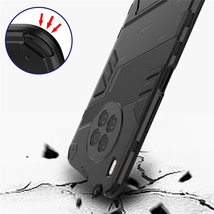 Armor Shockproof Hard PC + TPU Bumper Hybrid Protective Cover with Kickstand for Huawei nova 8i (Global Version)/Honor 50 Lite - Black