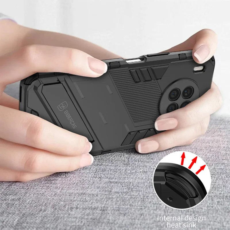 Armor Shockproof Hard PC + TPU Bumper Hybrid Protective Cover with Kickstand for Huawei nova 8i (Global Version)/Honor 50 Lite - Red