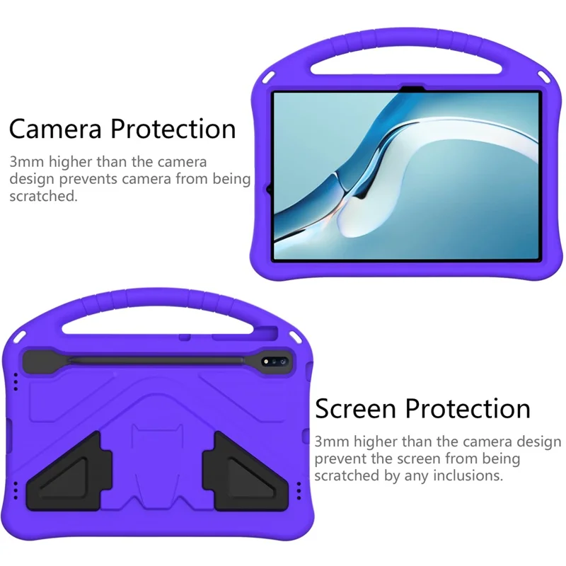 Kickstand Design Shockproof EVA Tablet Cover Case with Handle for Huawei MatePad Pro 12.6 (2021) - Purple