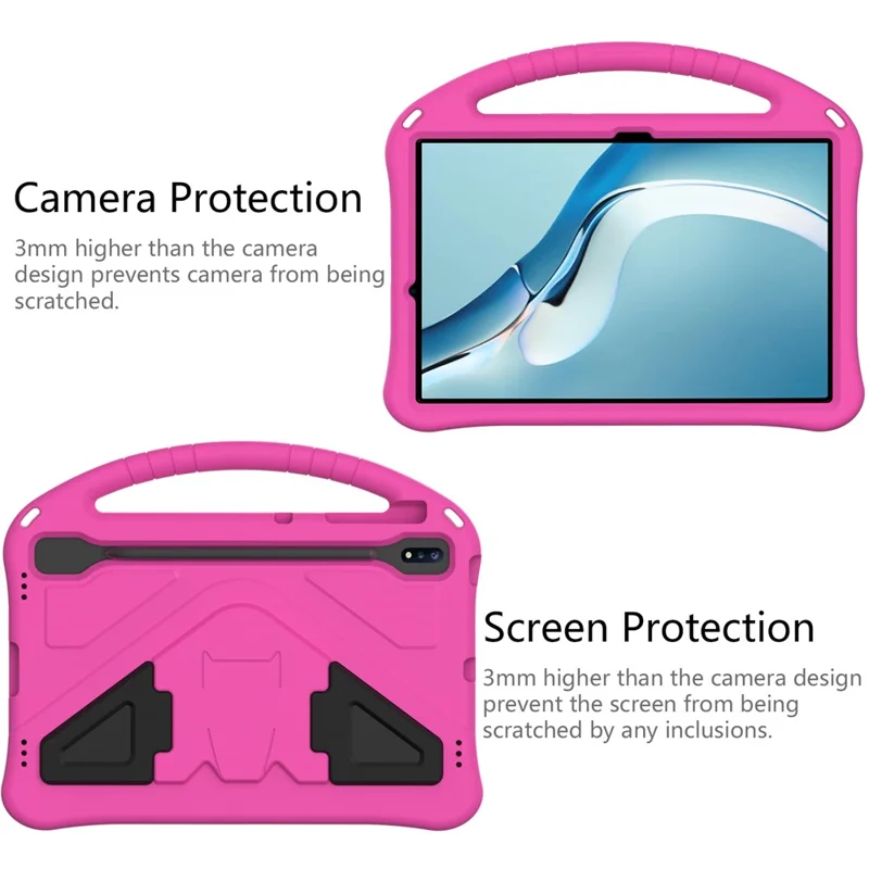 Kickstand Design Shockproof EVA Tablet Cover Case with Handle for Huawei MatePad Pro 12.6 (2021) - Rose