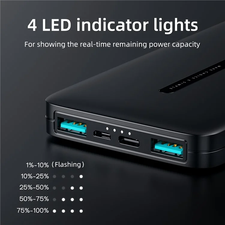 JOYROOM JR-T012 Batterie externe 10000mAh à double port de sortie Chargeur de batterie externe