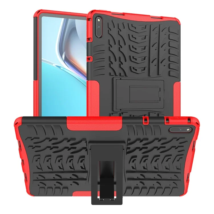 Design Texture Pneumatico PC + Custodia Per Tablet Ibrida Per Kickstand TPU Per Huawei Matepad 11 (2021) - Rosso
