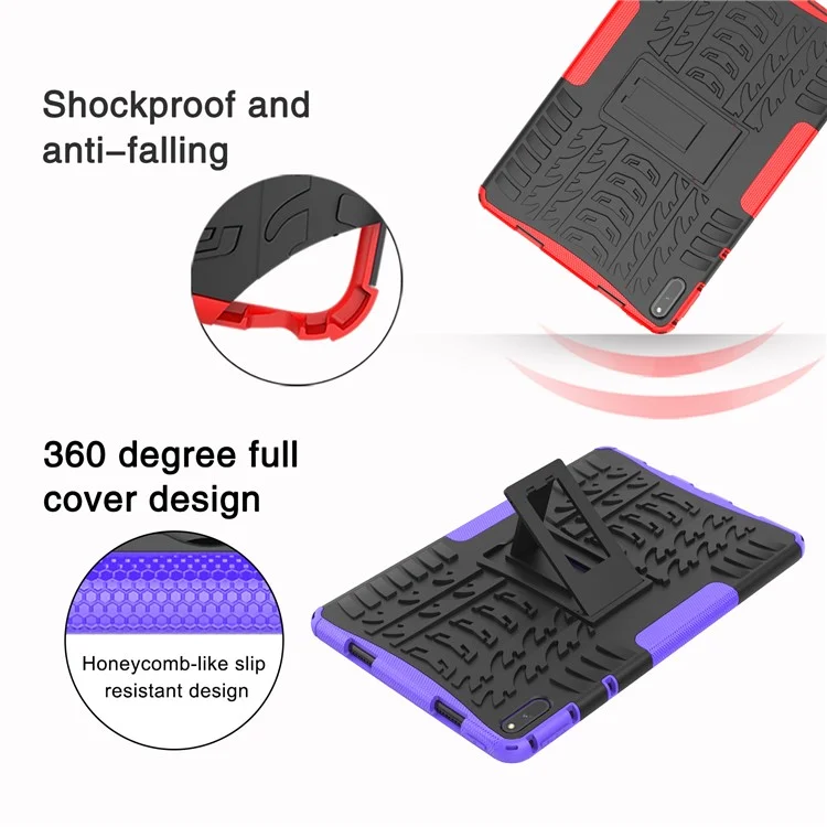 Design Texture Pneumatico PC + Custodia Per Tablet Ibrida Per Kickstand TPU Per Huawei Matepad 11 (2021) - Rosso