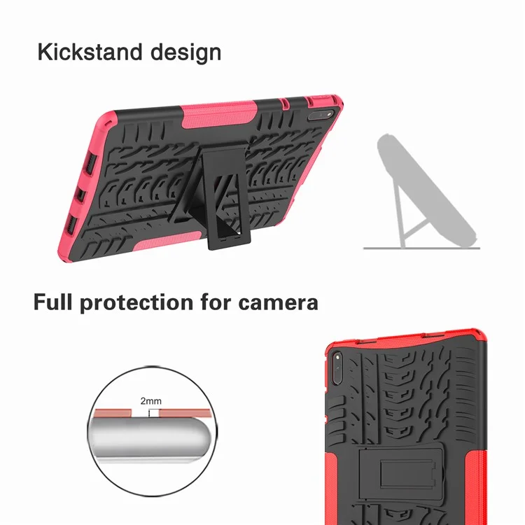 Design Texture Pneumatico PC + Custodia Per Tablet Ibrida Per Kickstand TPU Per Huawei Matepad 11 (2021) - Rosso