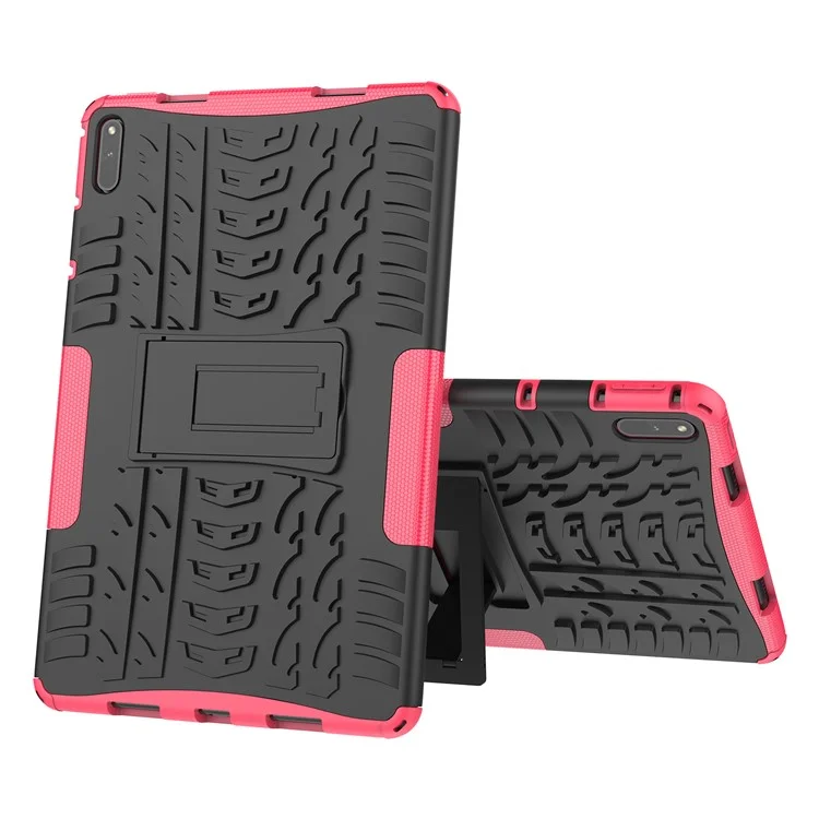 Tire Texture Design PC + TPU Kickstand Hybrid Tablet Cover Case for Huawei MatePad 11 (2021) - Rose