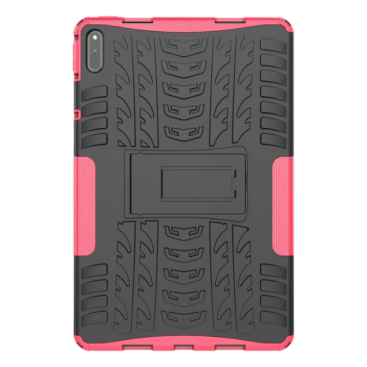 Tire Texture Design PC + TPU Kickstand Hybrid Tablet Cover Case for Huawei MatePad 11 (2021) - Rose
