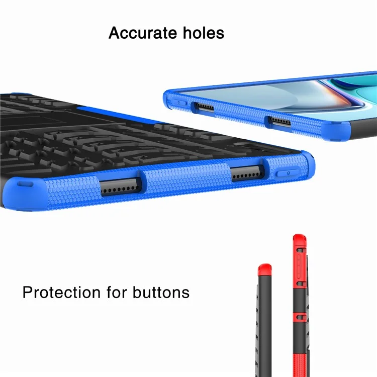 Tire Texture Design PC + TPU Kickstand Hybrid Tablet Cover Case for Huawei MatePad 11 (2021) - Blue