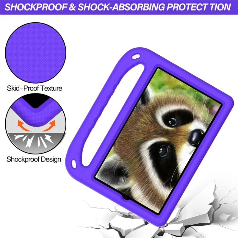 Kickstand Handle Design Solid Color Scratch-Resistant Anti-Drop EVA Tablet Case Cover for Huawei MediaPad M5 Lite 8 - Purple