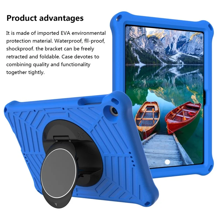 Spider Web Texture Kickstand Eva Case Avec Bandoulière Pour Huawei Profitez de la Tablette 2 / Matepad T 10 9,7 Pouces / Matepad T 10s 10,1 Pouces - Bleu