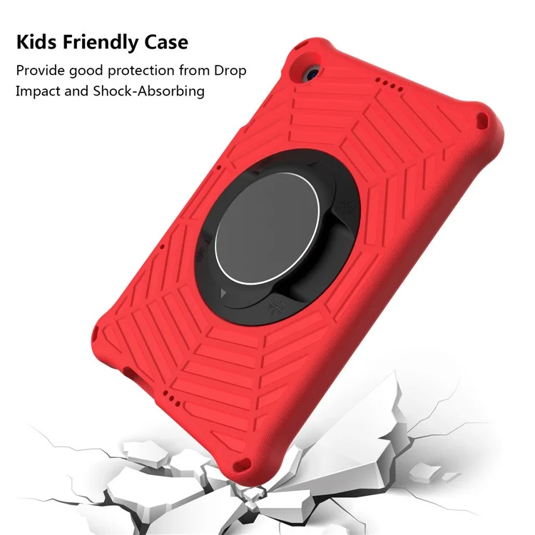 Funda de Textura de Telaraña Kickstand EVA con Correa de Hombro para Huawei Enjoy Tablet 2 / MatePad T 10 9.7 pulgadas / MatePad T 10S 10.1 pulgadas - Rojo