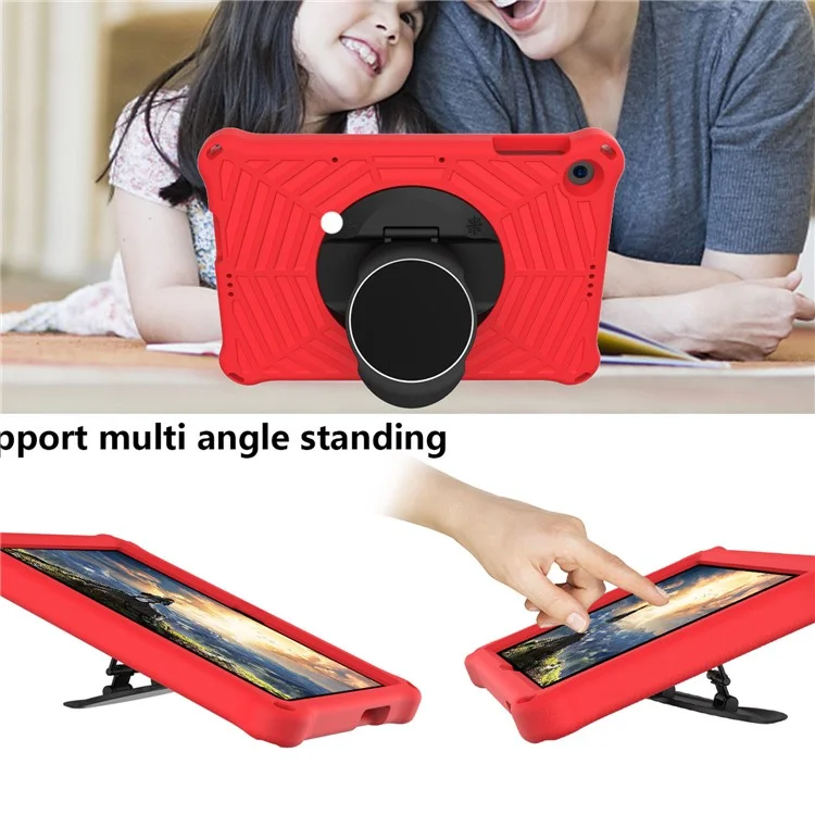 Funda de Textura de Telaraña Kickstand EVA con Correa de Hombro para Huawei Enjoy Tablet 2 / MatePad T 10 9.7 pulgadas / MatePad T 10S 10.1 pulgadas - Rojo
