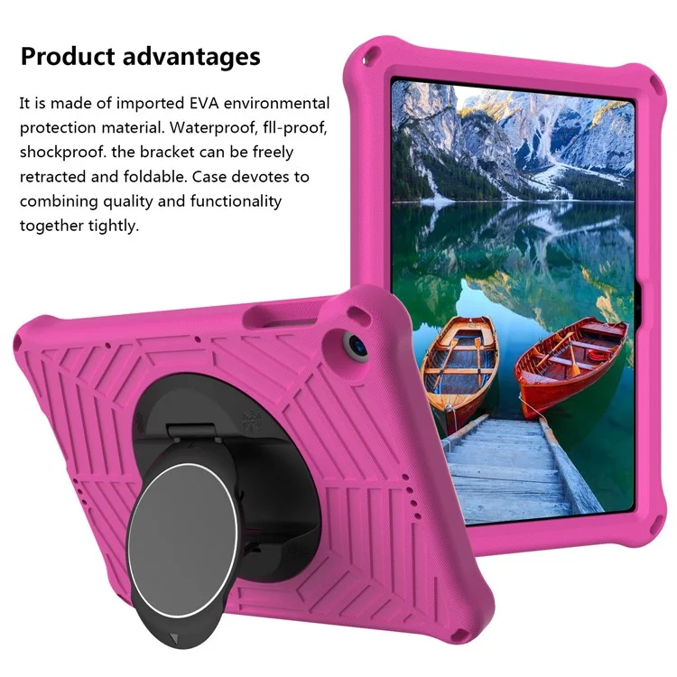 Spider Web Texture Kickstand EVA Case with Shoulder Strap for Huawei Enjoy Tablet 2 / MatePad T 10 9.7 inch / MatePad T 10S 10.1 inch - Rose
