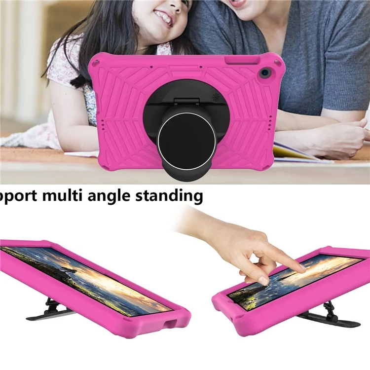 Spider Web Texture Kickstand EVA Case with Shoulder Strap for Huawei Enjoy Tablet 2 / MatePad T 10 9.7 inch / MatePad T 10S 10.1 inch - Rose