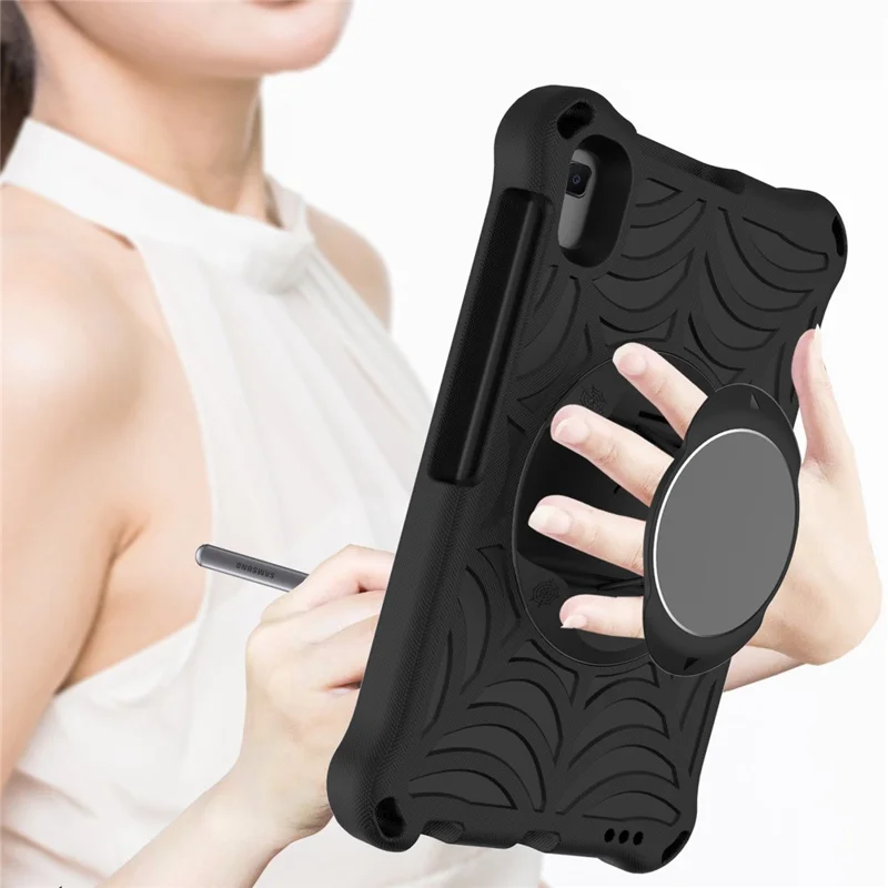 Stylish Spider Web Texture Kickstand EVA Case with Shoulder Strap for Huawei MatePad T8 2020 (8.0 inch) - Black