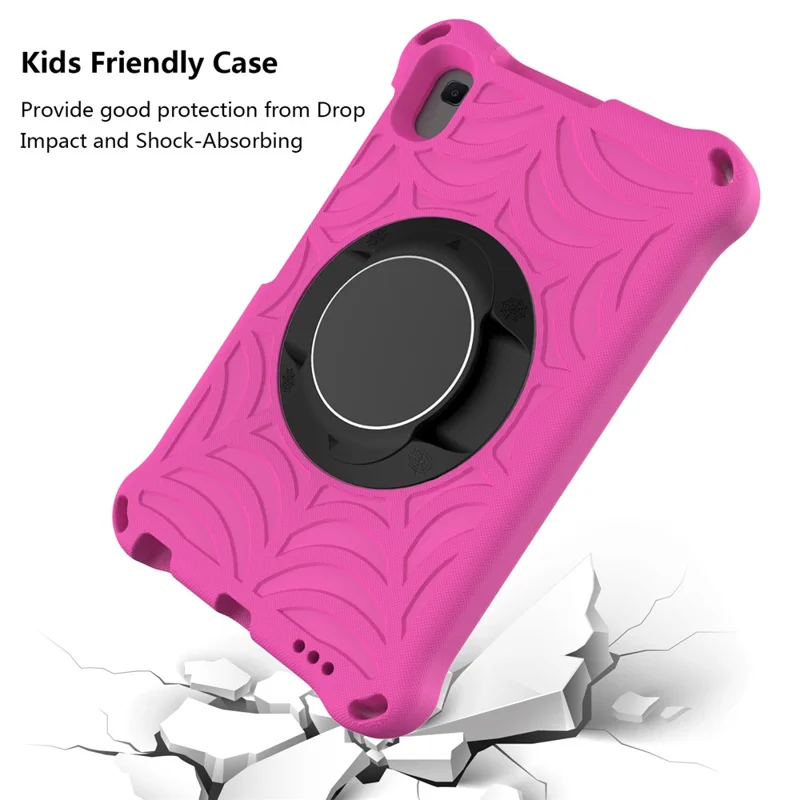 Stilfuld EVA-task med edderkoppenett-struktur, stander og skulderrem til Huawei MatePad T8 2020 (8,0 tommer) - Rose