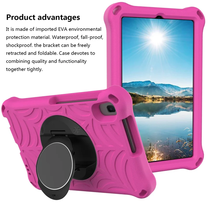 Stilfuld EVA-task med edderkoppenett-struktur, stander og skulderrem til Huawei MatePad T8 2020 (8,0 tommer) - Rose