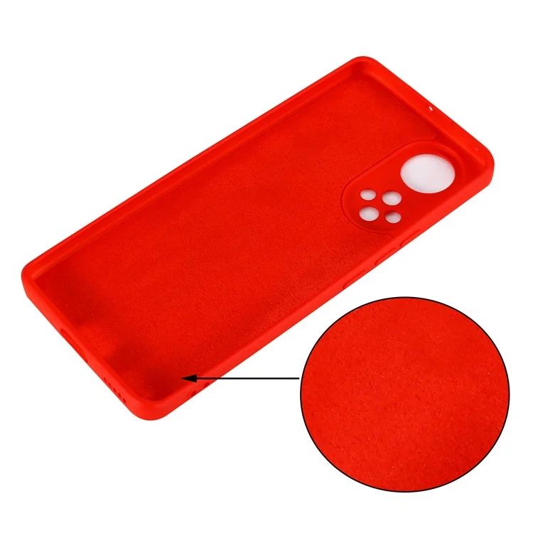Soft Liquid Silimon Slim Fit Microfiep Lining Linting Cash с Ремешком Для Huawei Nova 9 Pro / Честь 50 Pro - Красный