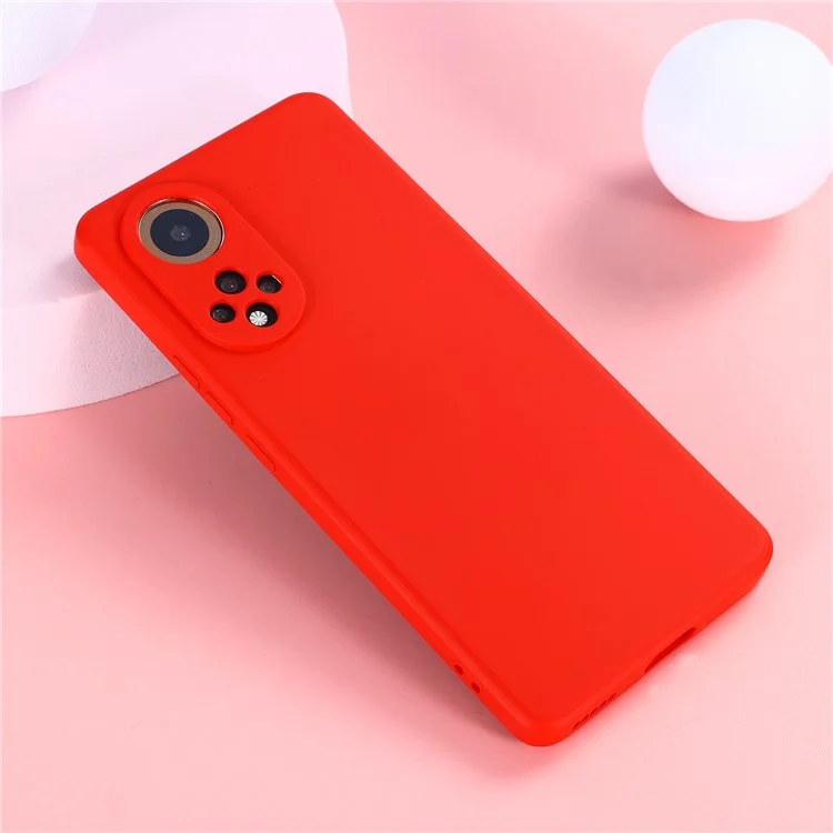 Soft Liquid Silimon Slim Fit Microfiep Lining Linting Cash с Ремешком Для Huawei Nova 9 Pro / Честь 50 Pro - Красный