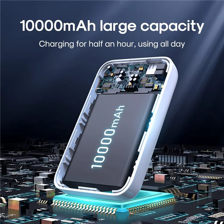 Joyroom JR-W020 20W 10000mAh Magnético Inalámbrico Cargo Rápido Mini Power Bank Batería Externa - Blanco