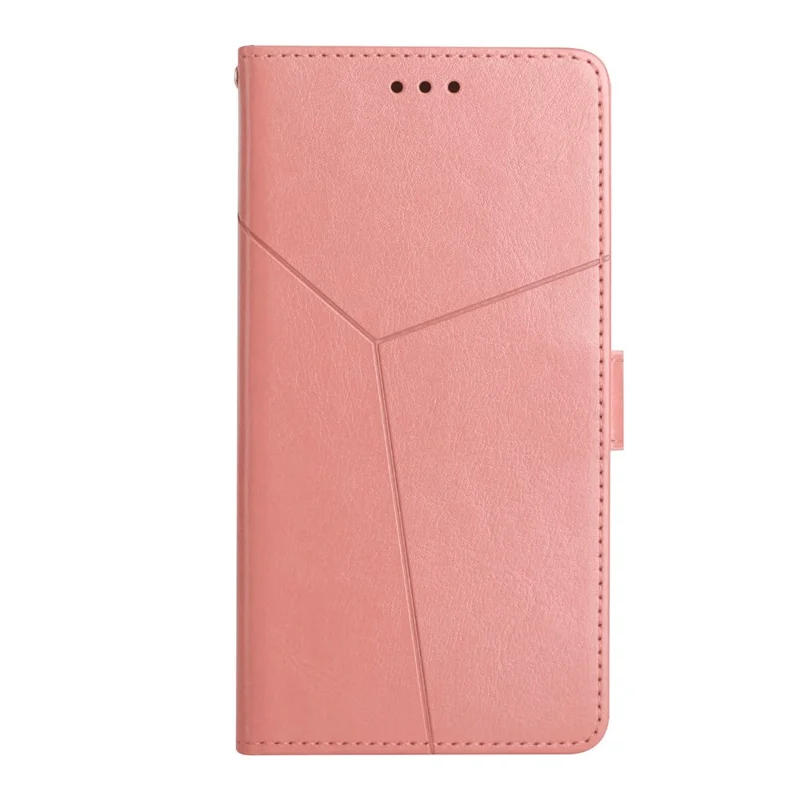 For Huawei P30 Premium PU Leather and TPU Phone Case Stylish Y-shaped Line Imprinting Wallet Shell Stand Cover - Pink