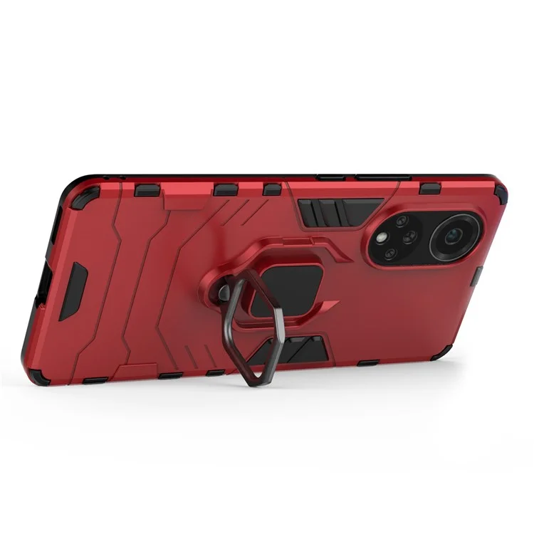 Двухслойный Мягкий Гибкий TPU + Жесткий пк Против Slip Protection Phone Case с Kickstand Для Huawei Nova 9 - Красный
