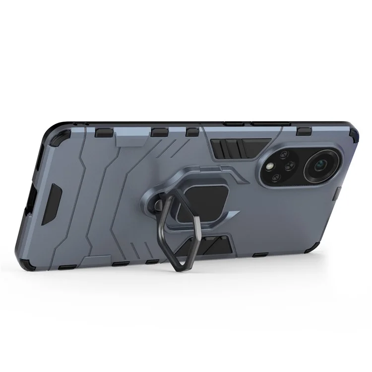 Двухслойный Мягкий Гибкий TPU + Жесткий пк Против Slip Protection Phone Case с Kickstand Для Huawei Nova 9 - Темно-синий